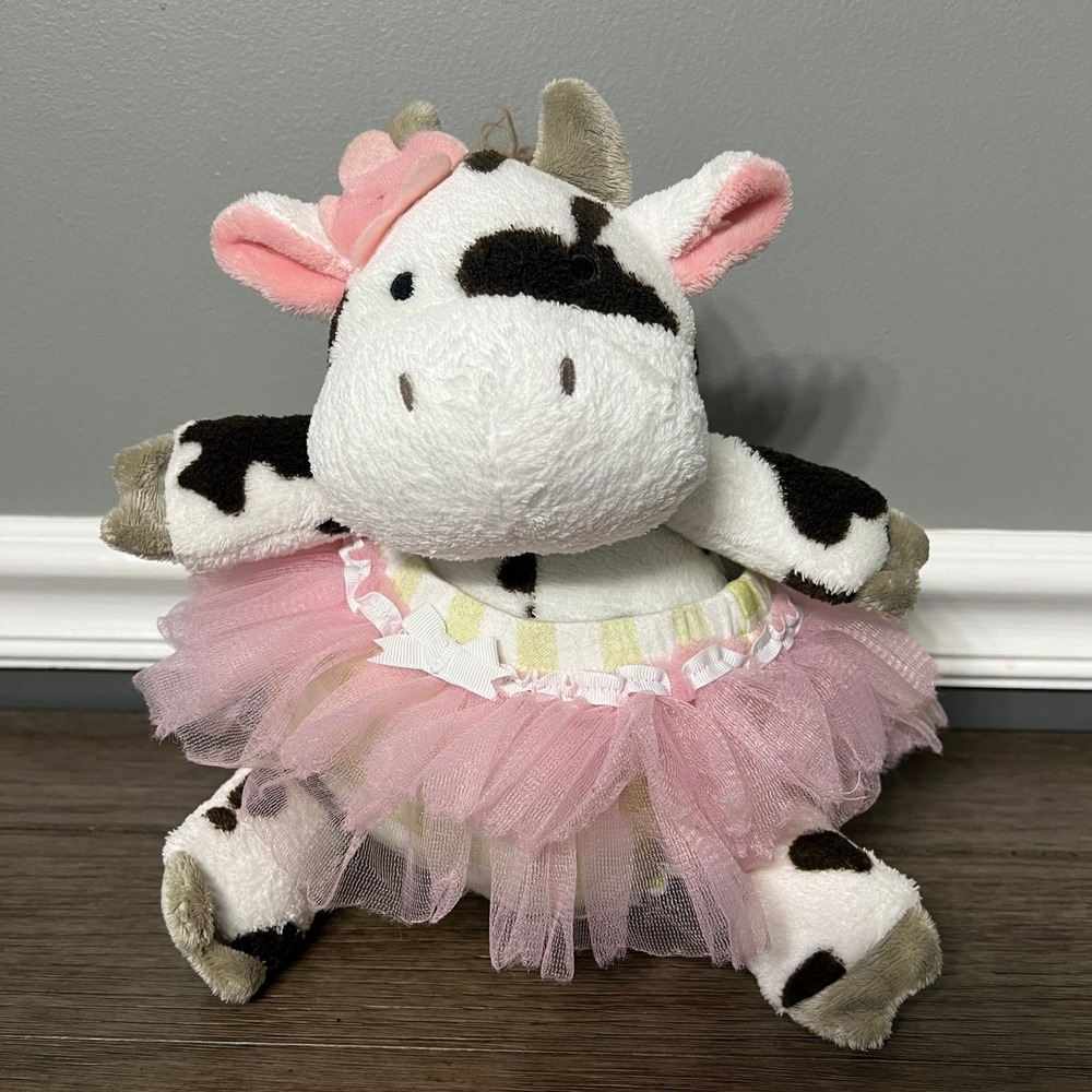 Baby Aspen Plush Cow Stuffed Animal‎ Pink Tutu Ballerina Toy Gift